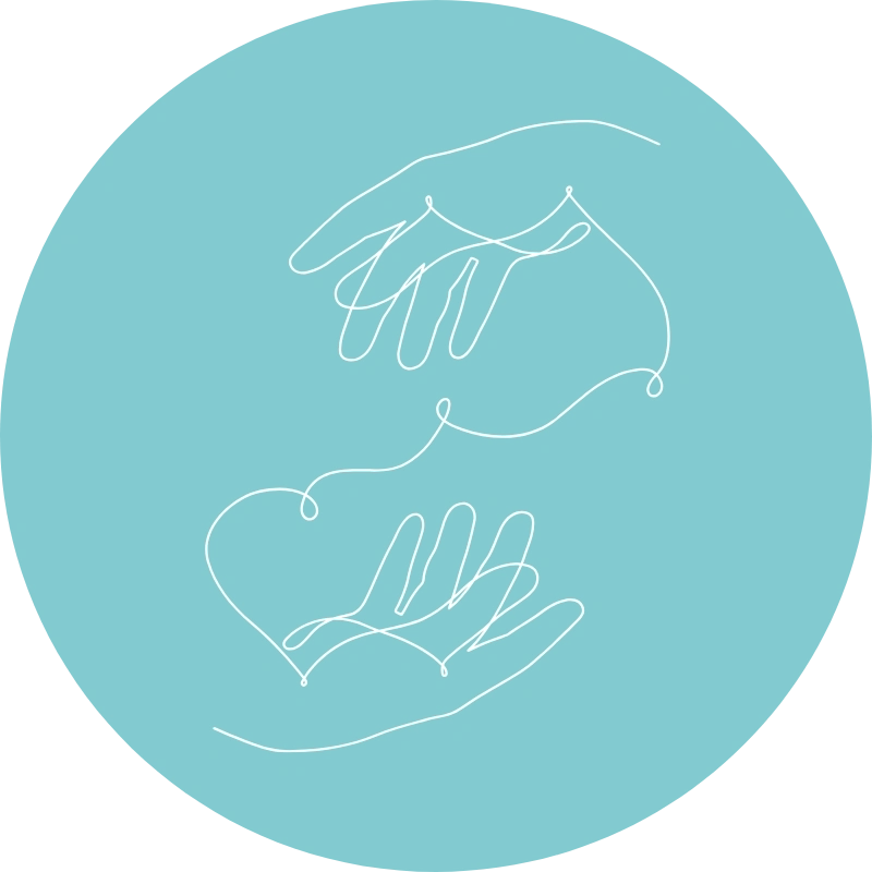 Hände einander gegenüber weiss auf Petrol Hintergrund, Psychologische Handanalyse: Deine Stärken werden sichtbar und nutzbar