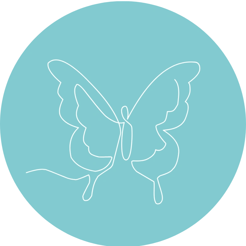 Schmetterling weiss auf petrol Grund, Der hochsensibel Circel