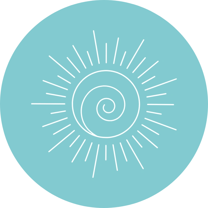 Sonne Weiss auf Petrol Hintergrund, Körperzentrierte psychologische Beratung