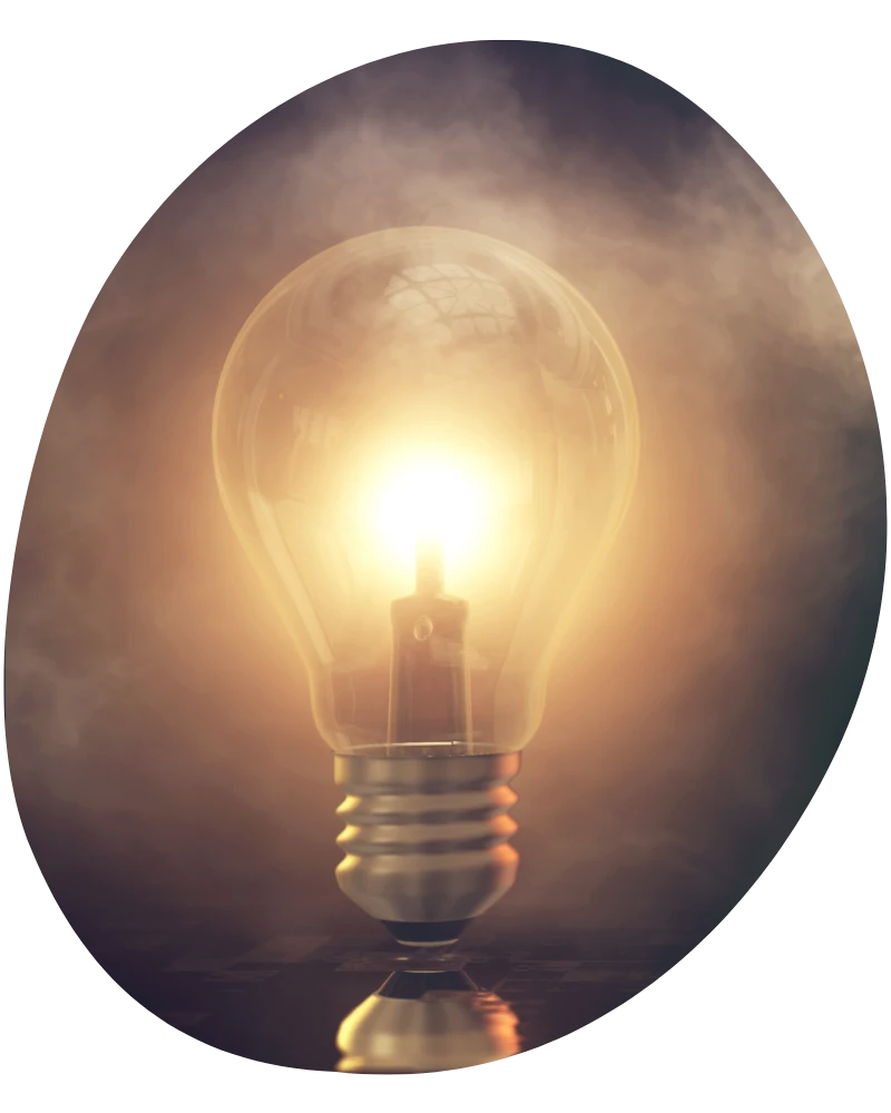 Glühbirne leuchtet, Ideen teilen