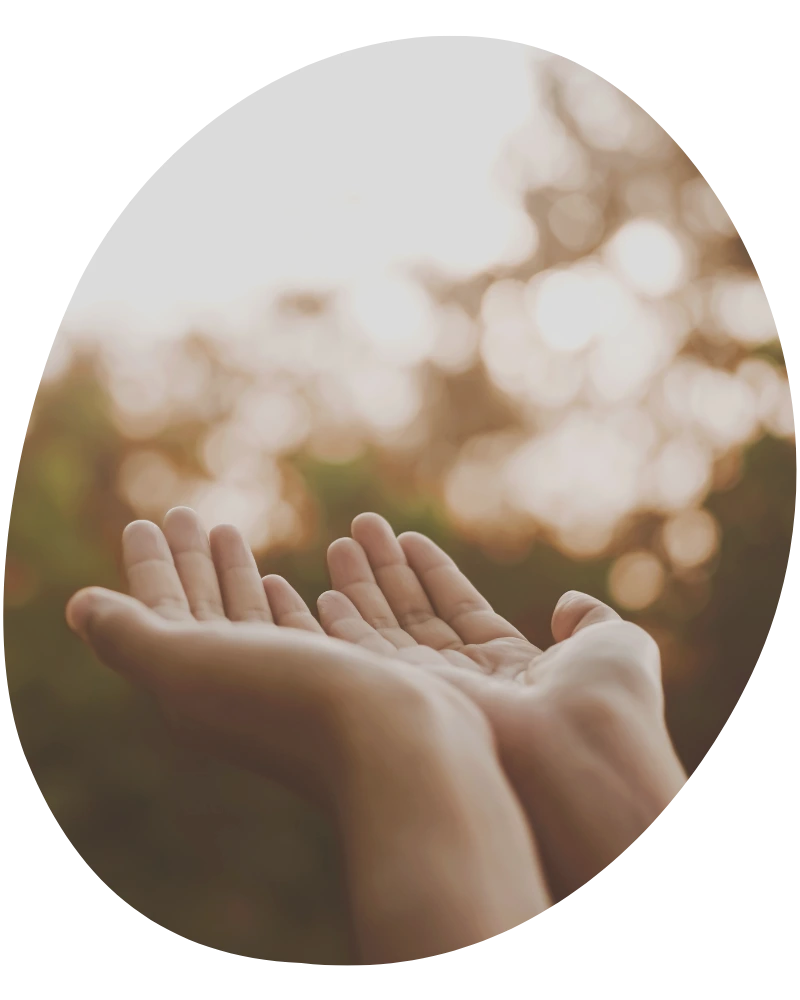 Hände offen, empfangend