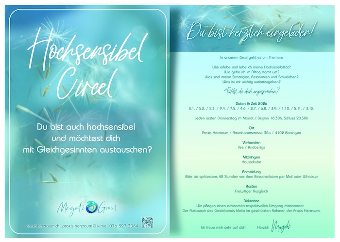Flyer Hochsensibel Circle 2026, Termine und Infos