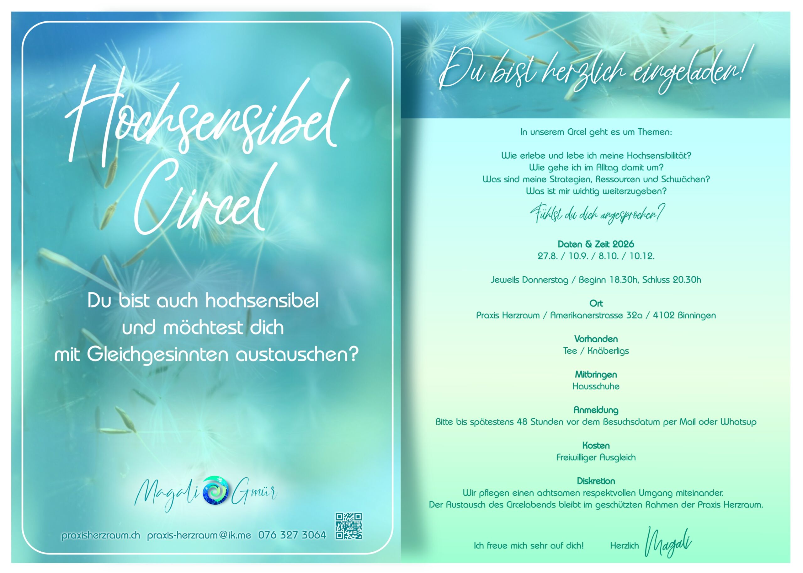 Flyer Hochsensibel Circle - Praxis Herzraum Binningen